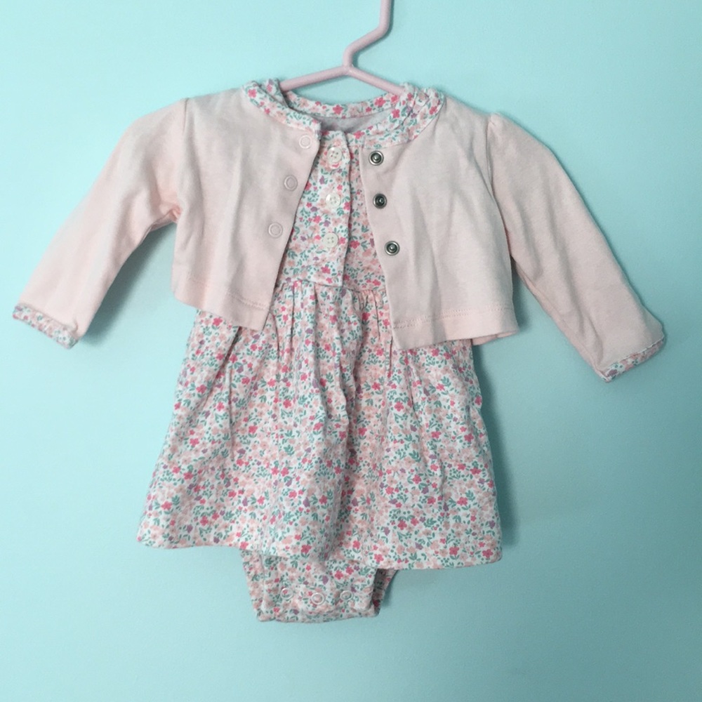 Onesie dress with matching cardigan